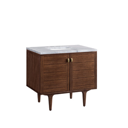 James Martin Amberly 36" Dual Mount Single Bathroom Vanity, Mid-Century Walnut