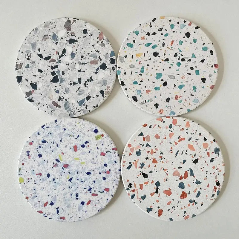 Terrazzo diatomite coasters set of 4 dining room mug mats
