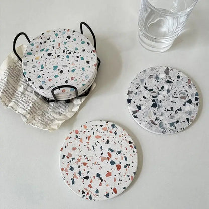 Terrazzo diatomite coasters set of 4 dining room mug mats