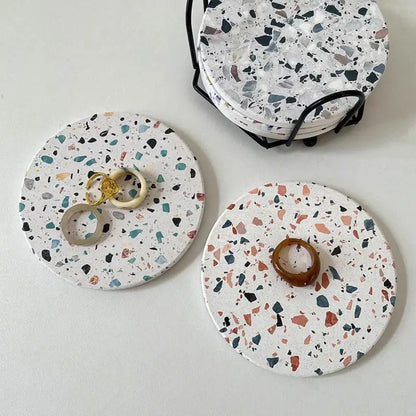 Terrazzo diatomite coasters set of 4 dining room mug mats