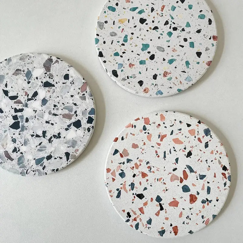 Terrazzo diatomite coasters set of 4 dining room mug mats
