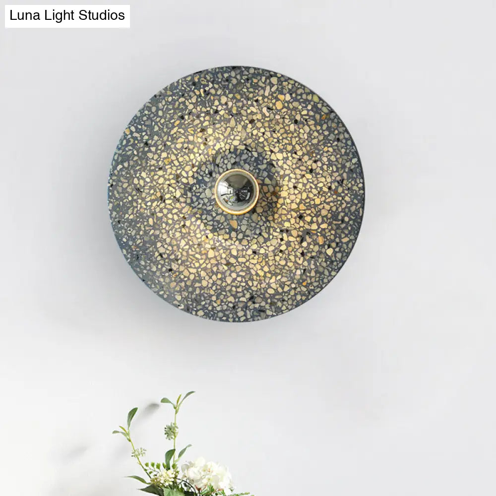 DecorBites™ Terrazzo Wall Mounted Light: Designer Style 1-Bulb Sconce for Corridors in Beige & Lake Blue