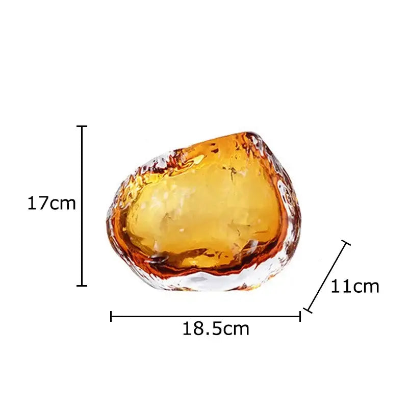 Textured amber & clear glass vase living room flower pot
