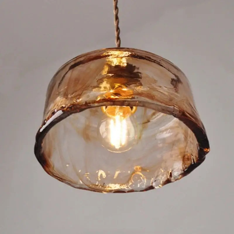 Textured amber glass pendant light for dining room kitchen