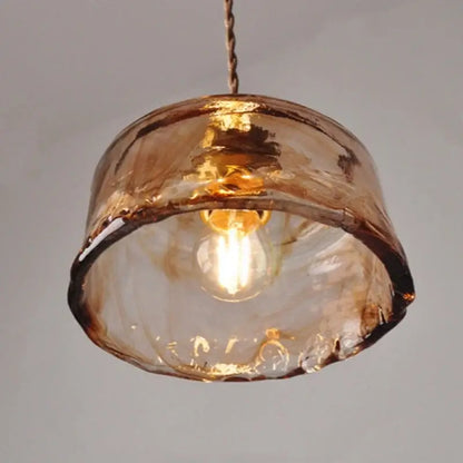 Textured amber glass pendant light for dining room kitchen