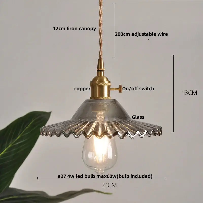 Textured amber glass pendant light for dining room kitchen