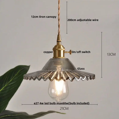 Textured amber glass pendant light for dining room kitchen