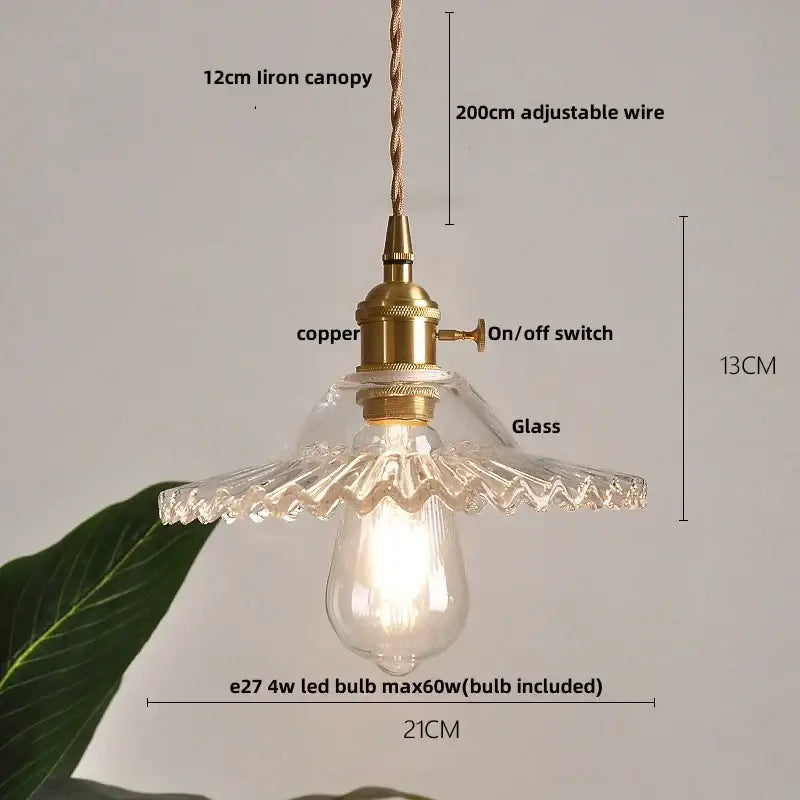 Textured amber glass pendant light for dining room kitchen