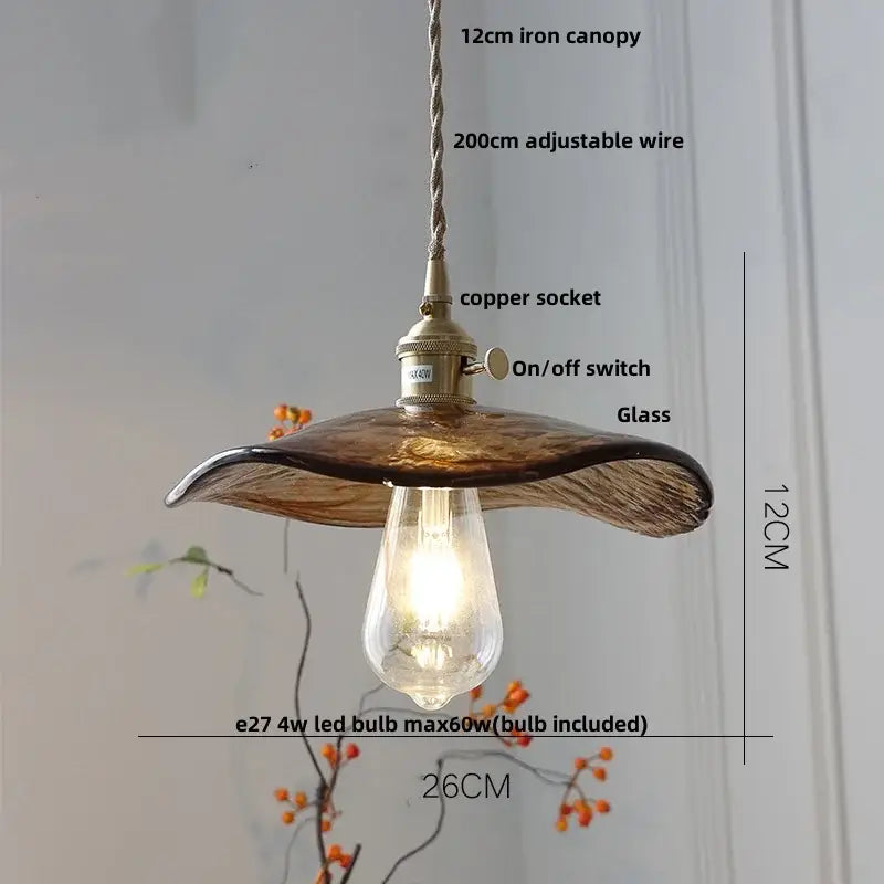 Textured amber glass pendant light for dining room kitchen