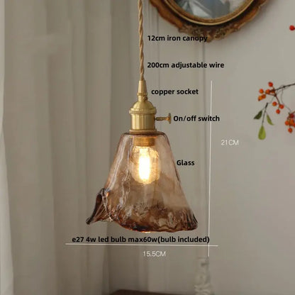 Textured amber glass pendant light for dining room kitchen