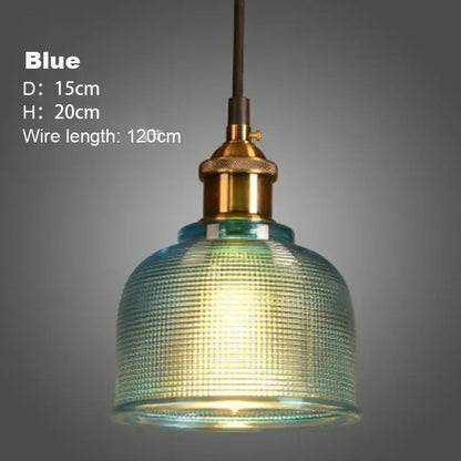 Textured amber gold & teal glass pendant lights dining room set
