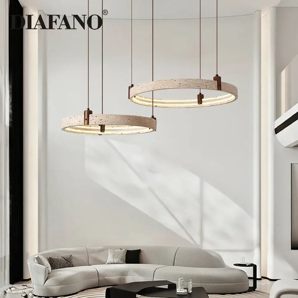Textured beige cave stone chandelier pendant light for living room