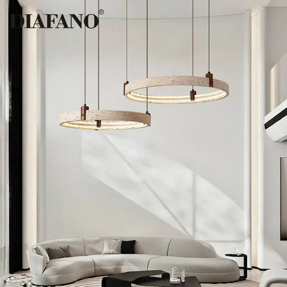 Textured beige cave stone chandelier pendant light for living room