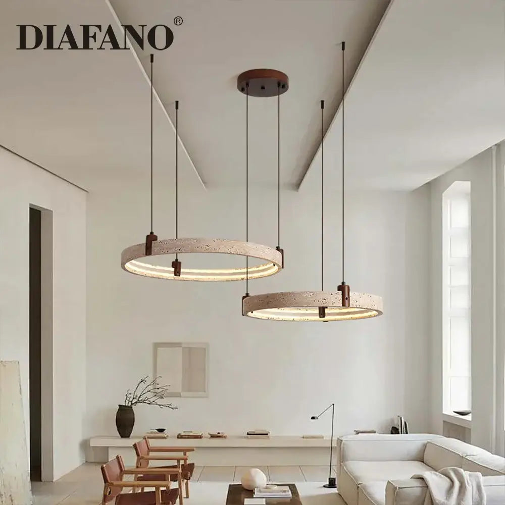 Textured beige cave stone chandelier pendant light for living room