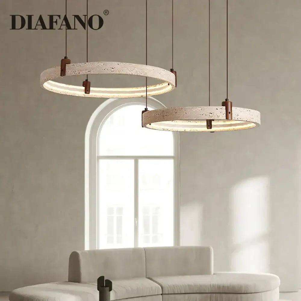Textured beige cave stone chandelier pendant light for living room