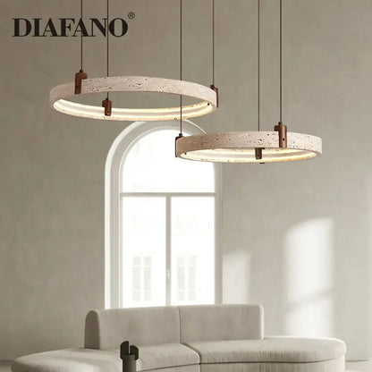 Textured beige cave stone chandelier pendant light for living room
