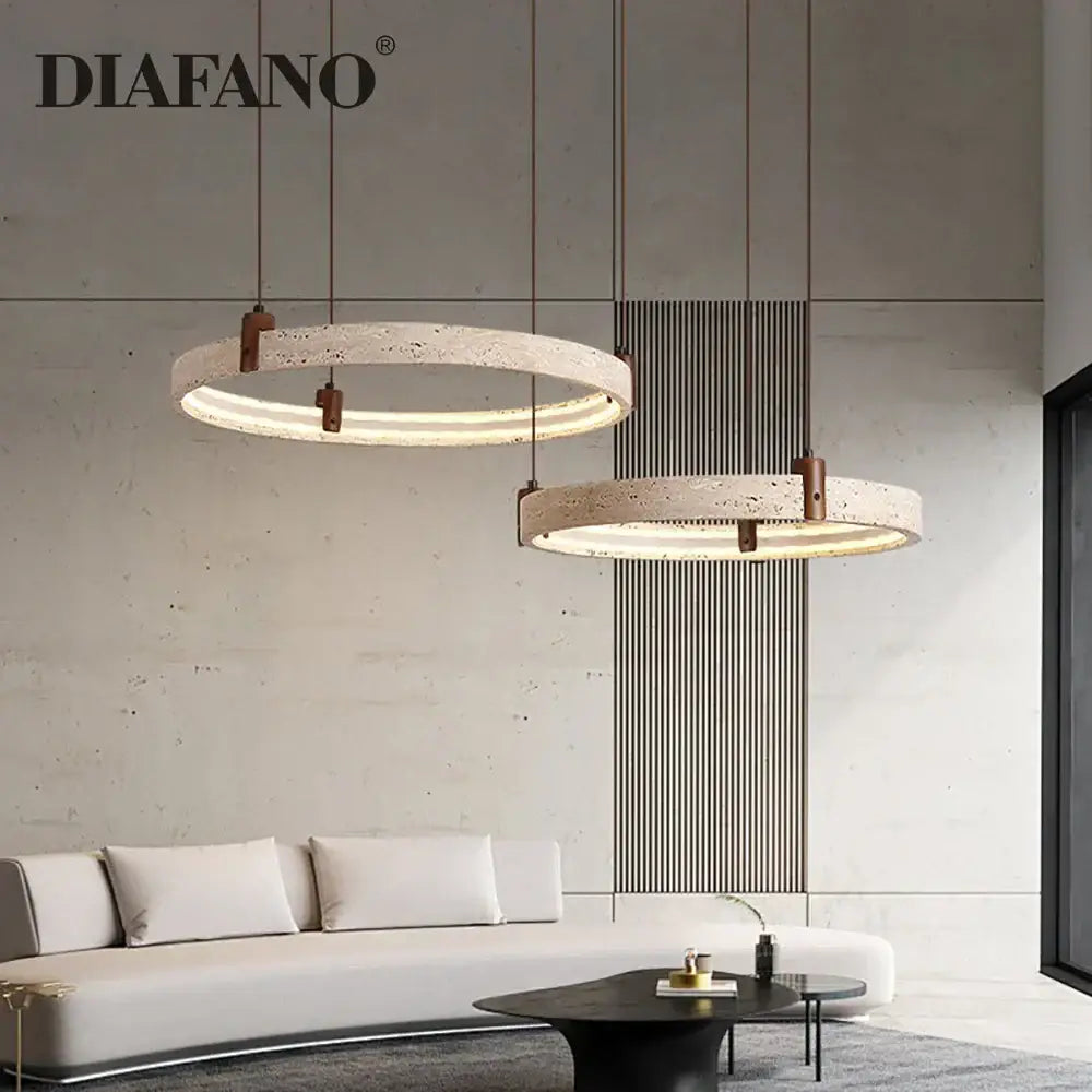 Textured beige cave stone chandelier pendant light for living room