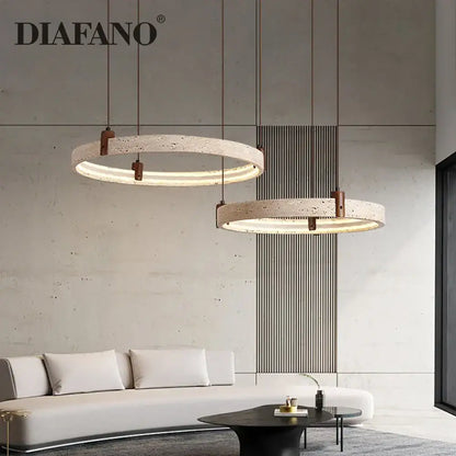 Textured beige cave stone chandelier pendant light for living room
