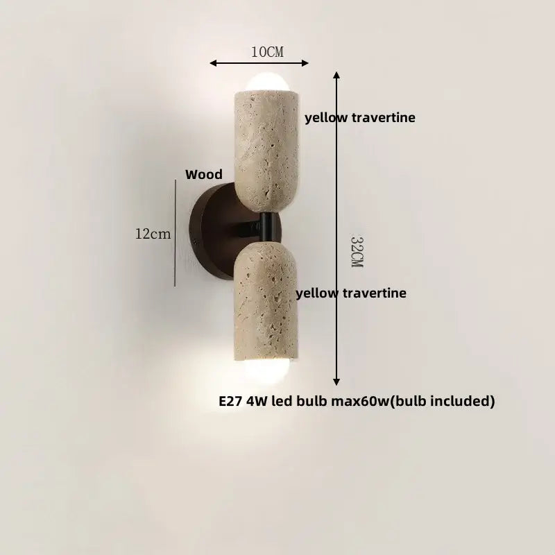 Textured beige concrete and wood led wall light bedroom sconce