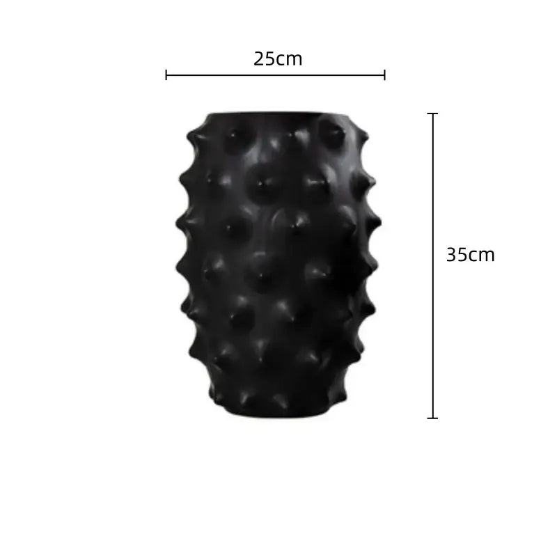 Textured black ceramic flower vase living room decor