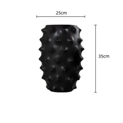 Textured black ceramic flower vase living room decor