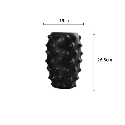 Textured black ceramic flower vase living room decor