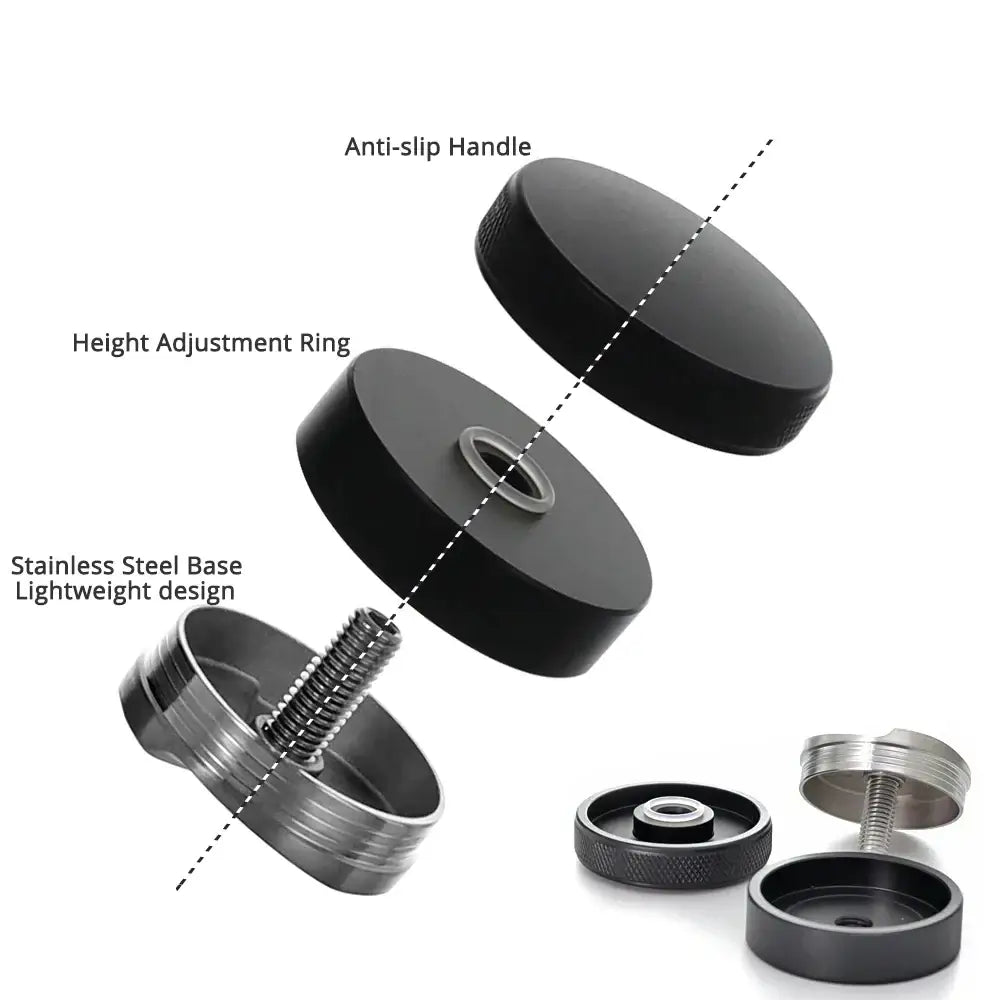 Textured black espresso distribution tool kitchen palm tamper