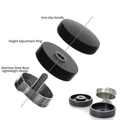 Textured black espresso distribution tool kitchen palm tamper