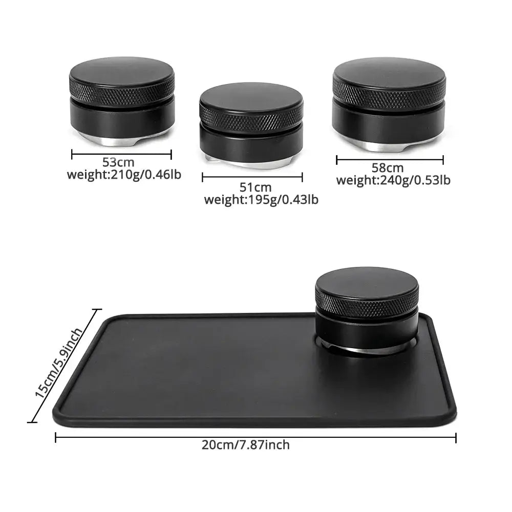 Textured black espresso distribution tool kitchen palm tamper