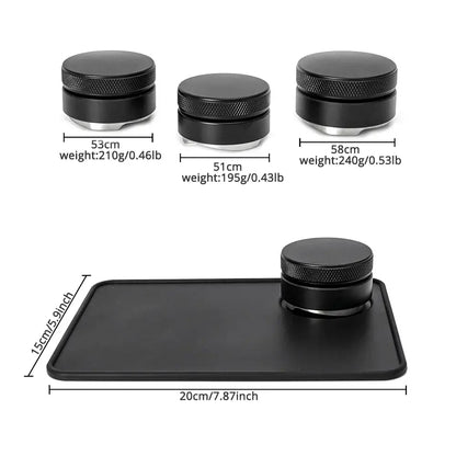 Textured black espresso distribution tool kitchen palm tamper