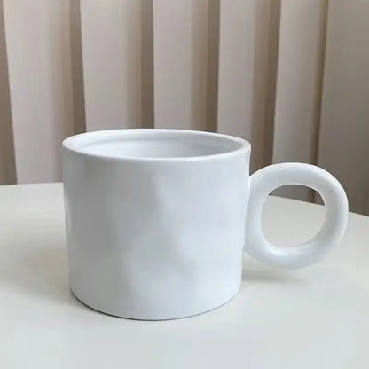 Textured blue ceramic coffee mug kitchen cup with round handle