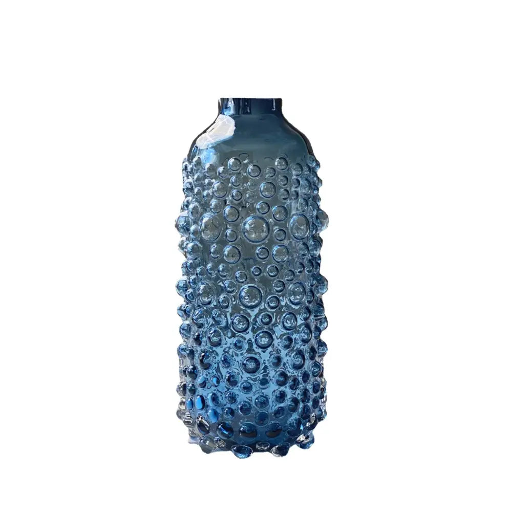 Textured blue glass flower vase living room hydroponic decor