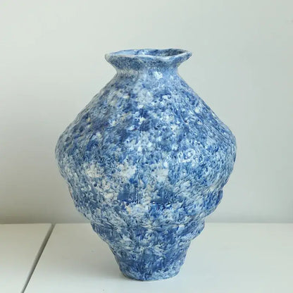 Textured blue & white ceramic vase hydroponic living room set
