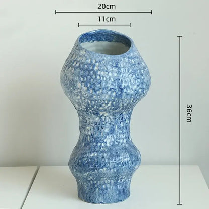 Textured blue & white ceramic vase hydroponic living room set