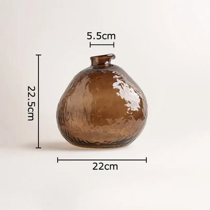 Textured brown glass vase hydroponics plant pot for living room table