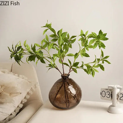Textured brown glass vase hydroponics plant pot for living room table