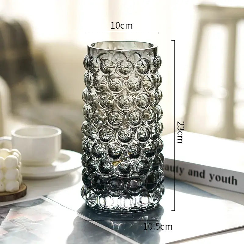Textured bubble glass hydroponics plant pots for living room table