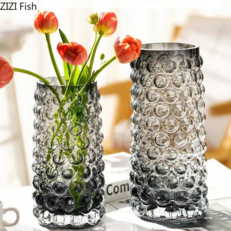 Textured bubble glass hydroponics plant pots for living room table