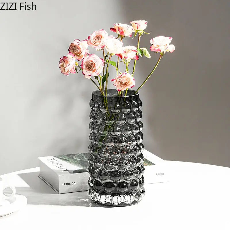 Textured bubble glass hydroponics plant pots for living room table