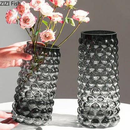 Textured bubble glass hydroponics plant pots for living room table