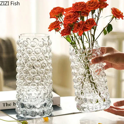 Textured bubble glass hydroponics plant pots for living room table