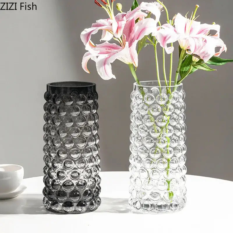 Textured bubble glass hydroponics plant pots for living room table