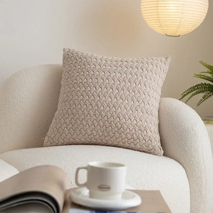 Textured cable knit cotton pillow cover set living room decor