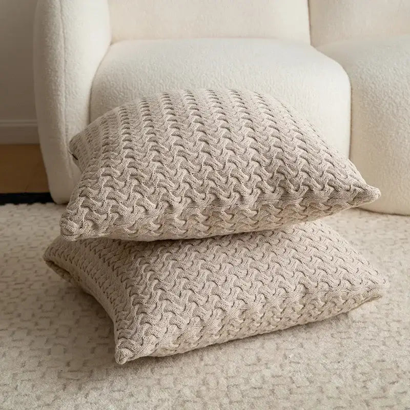 Textured cable knit cotton pillow cover set living room decor