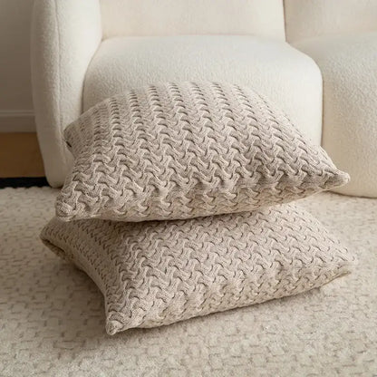 Textured cable knit cotton pillow cover set living room decor