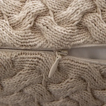 Textured cable knit cotton pillow cover set living room decor