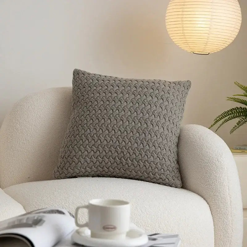 Textured cable knit cotton pillow cover set living room decor