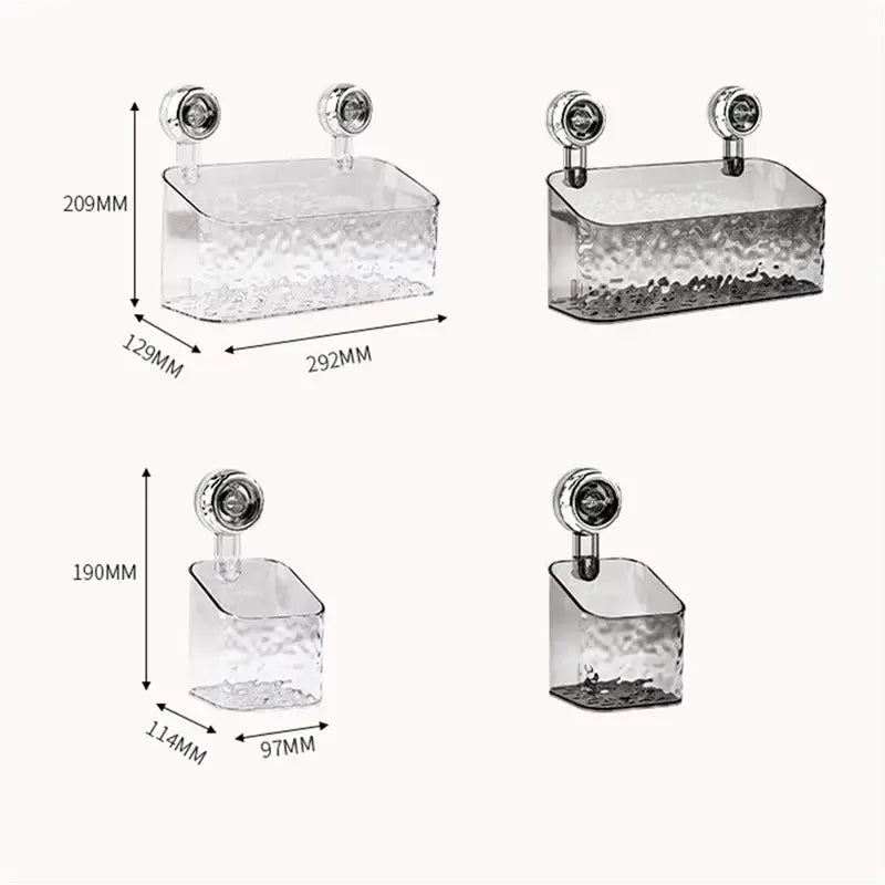 Textured clear acrylic suction cup bathroom shelf storage rack