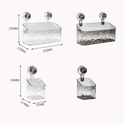 Textured clear acrylic suction cup bathroom shelf storage rack