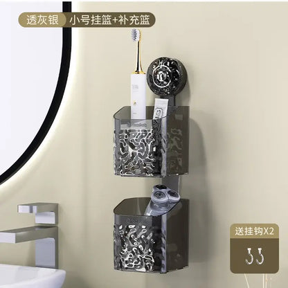 Textured clear acrylic suction cup bathroom shelf storage rack